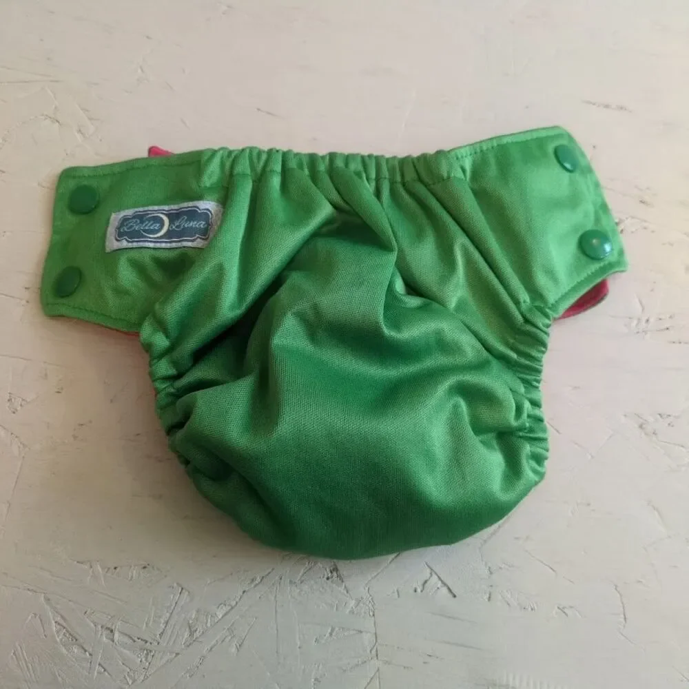 Bella Luna Pocket Cloth Diaper Small Green Pink No Insert